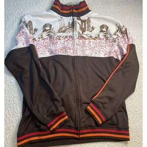 Vintage Y2K Bomber Jacket  Multicolor Full Zip Pattern All Over Print Parish